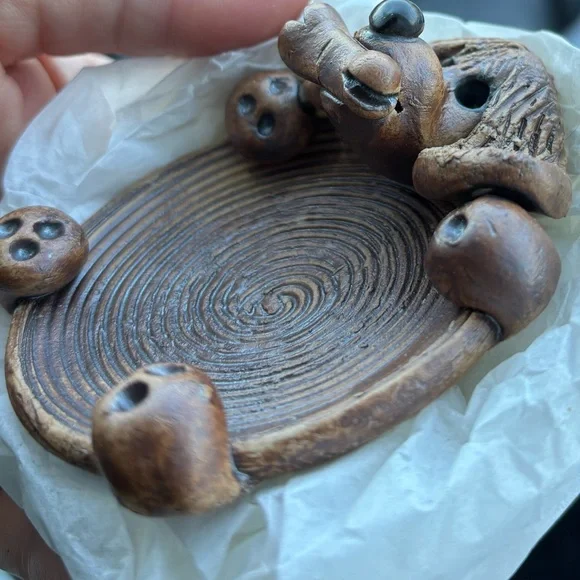 Handmade Pottery Dog Trinket Dish – Sculpted Dog with Bone - Picture 5 of 7